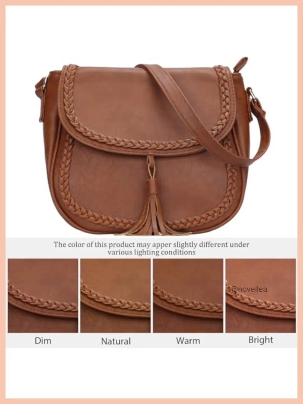 Small Flap Saddle Crossbody Bag with Tassel Adjustable Strap PU Leather
